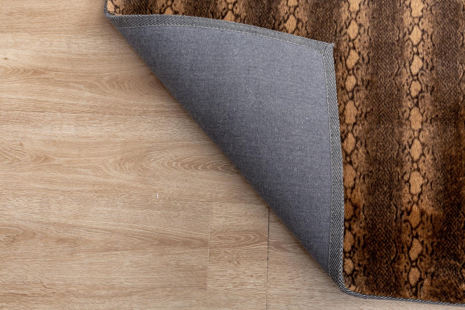 Faux Fur FU03 Snake Print Brown Shag Rug — view 4