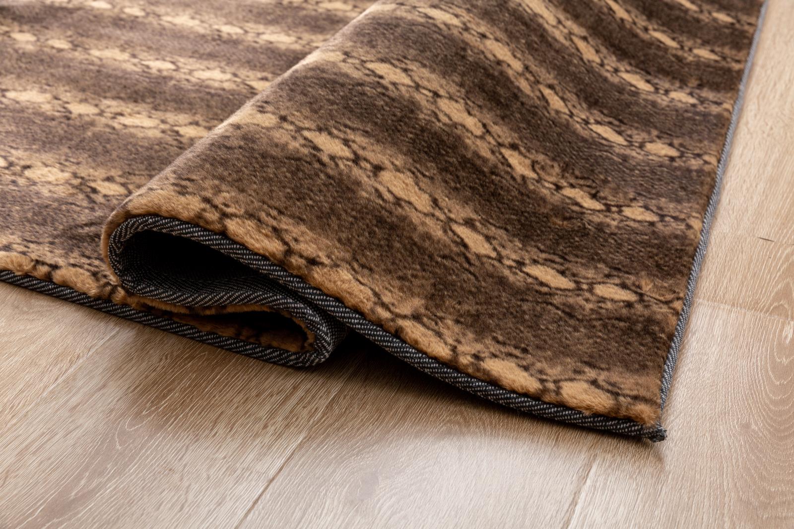 Faux Fur FU03 Snake Print Brown Shag Rug — view 3