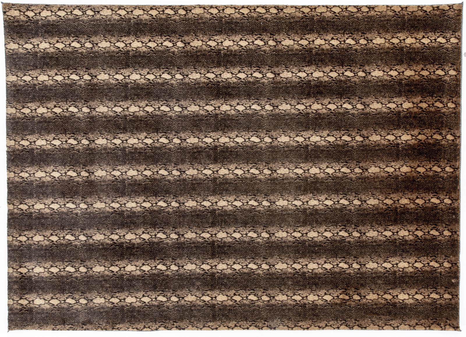 Faux Fur FU03 Snake Print Brown Shag Rug