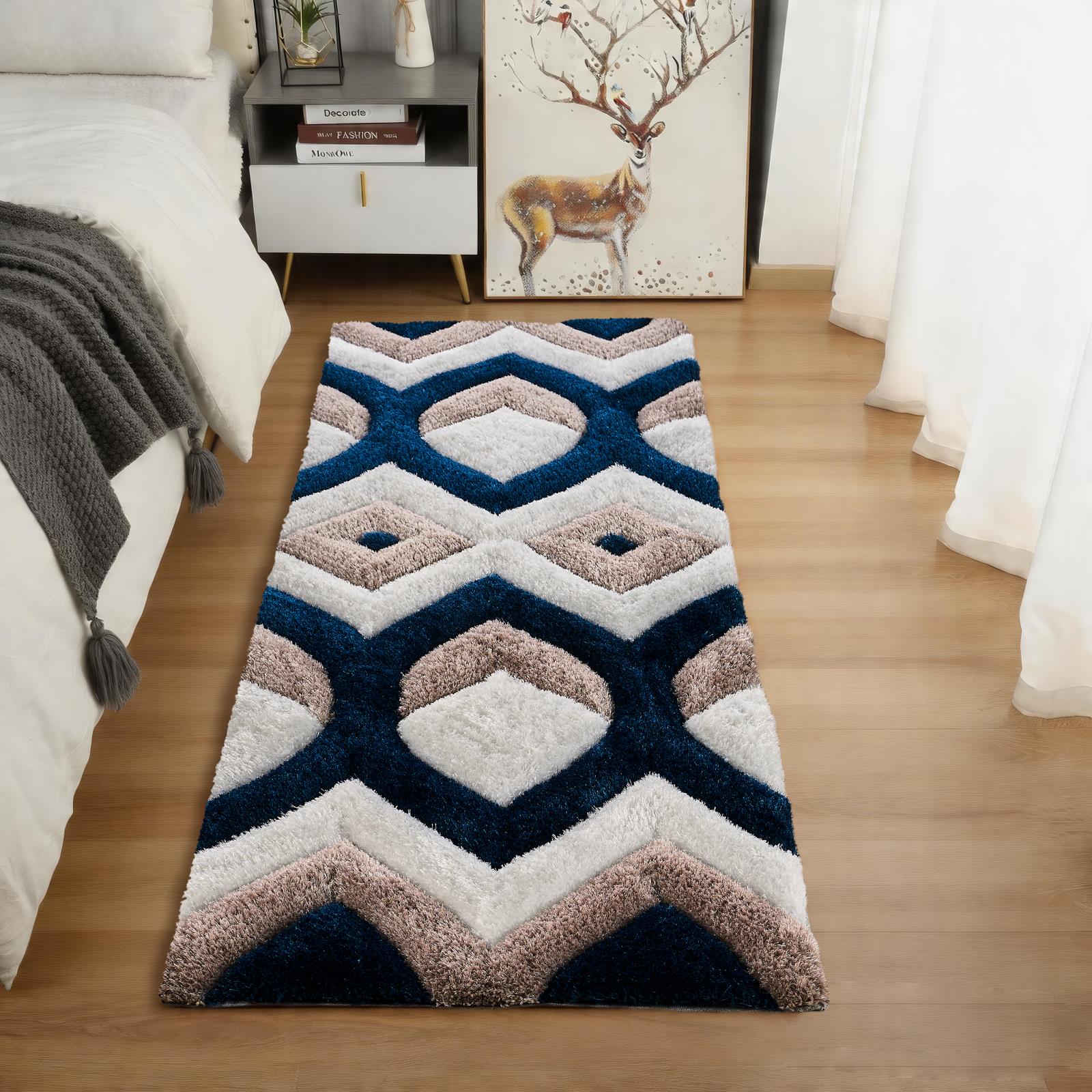 Mateos MS76 Navy Blue Shag Rug — view 3