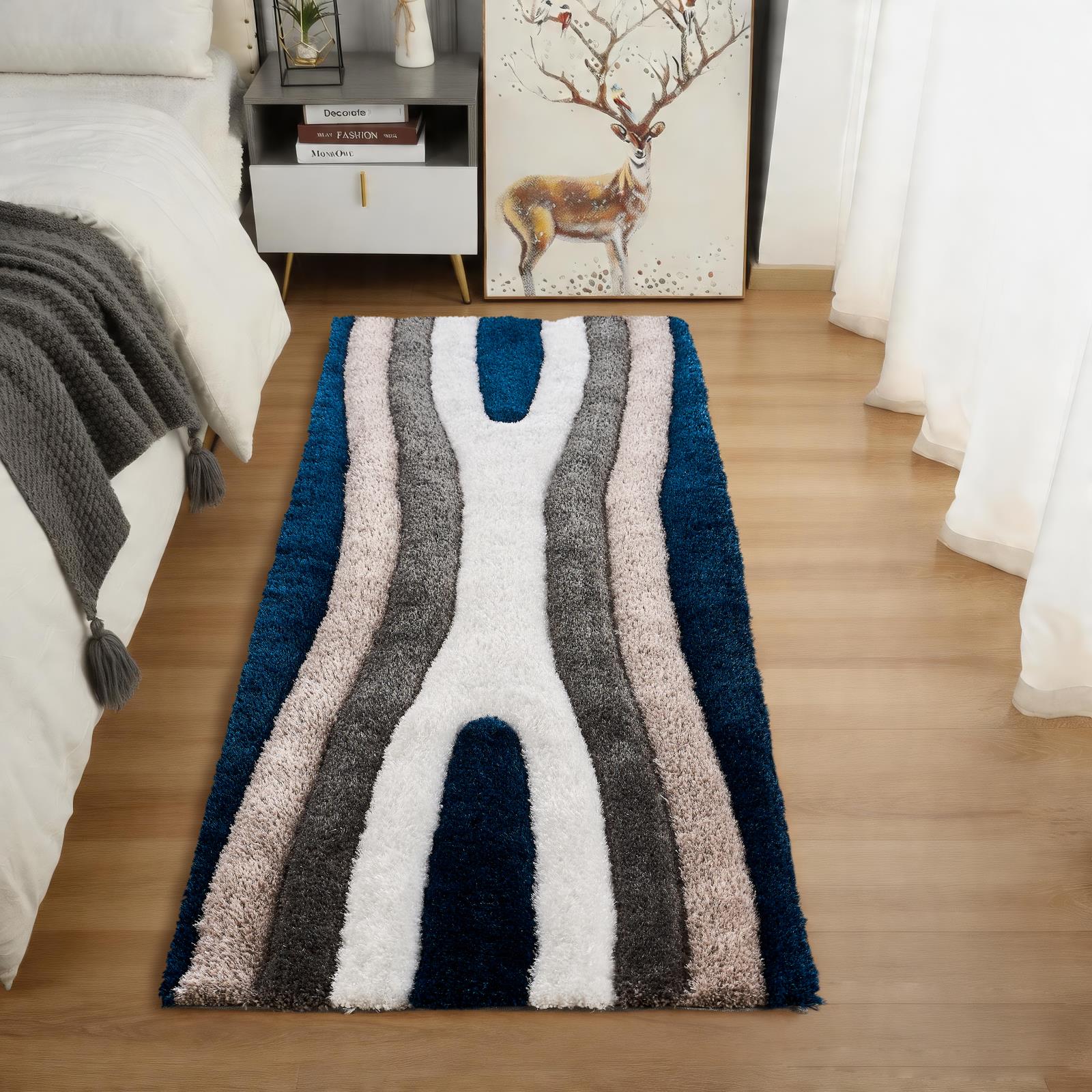 Mateos MS77 Navy Blue Shag Rug — view 3