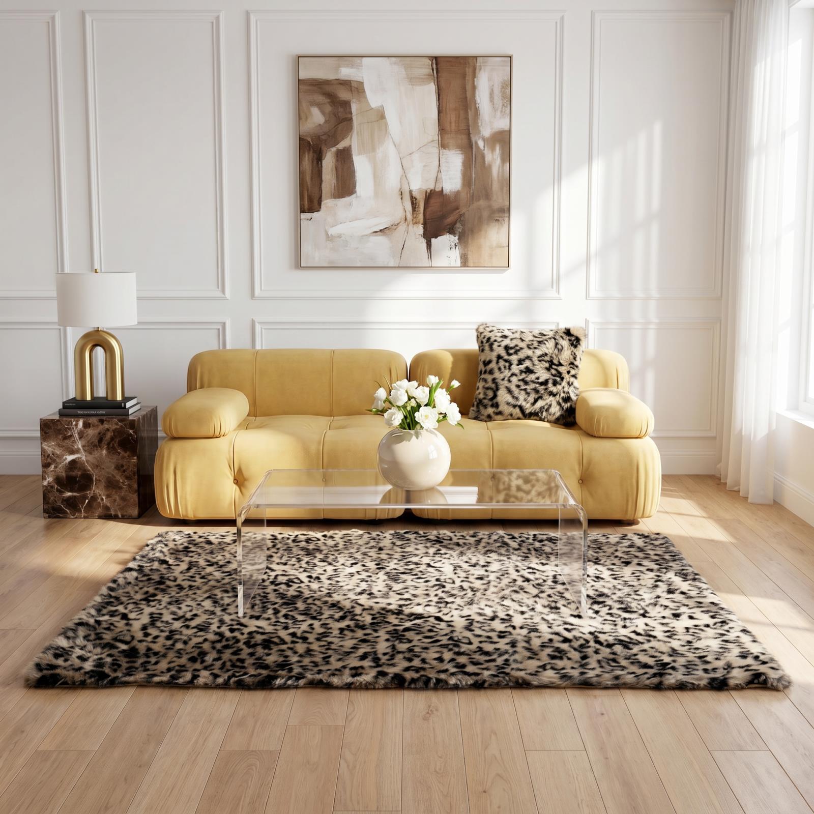 Luxury LX06 Cheetah Print Shag Rug