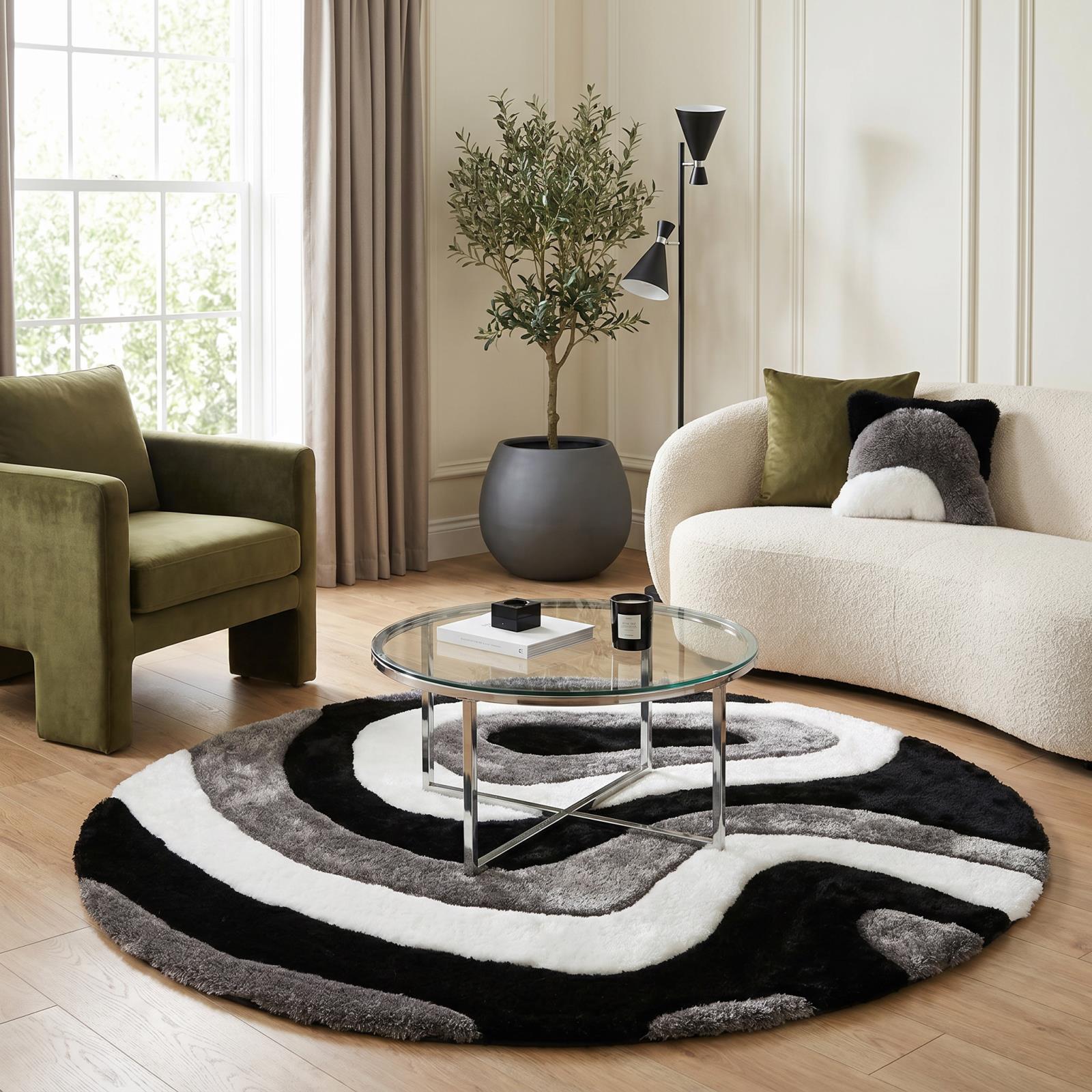 Mateos MS02 White Shag Rug — view 7