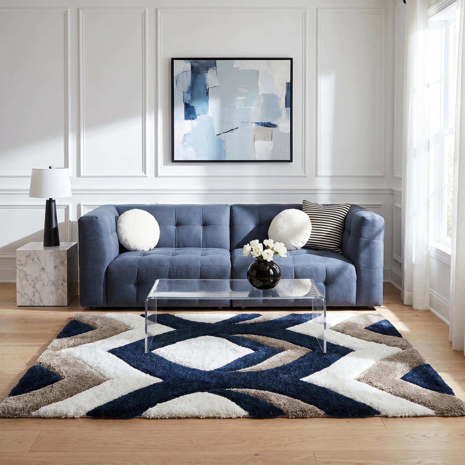 Mateos MS76 Navy Blue Shag Rug