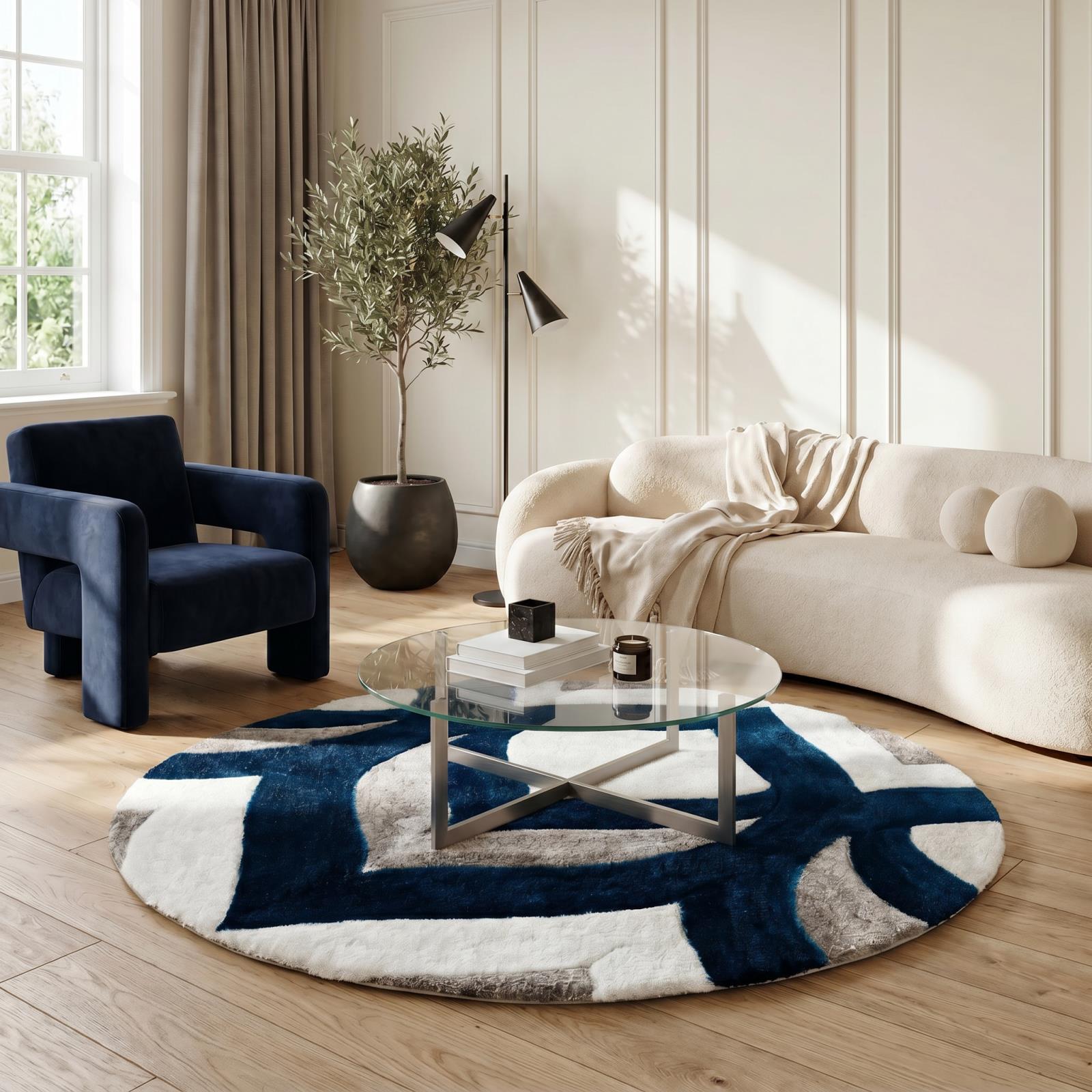 Mateos MS76 Navy Blue Shag Rug — view 5