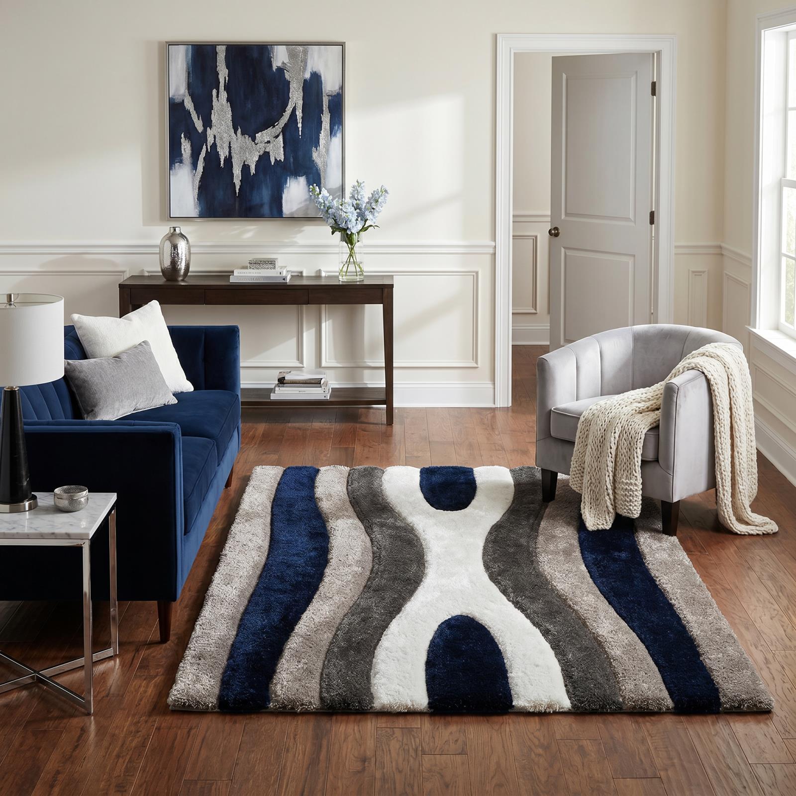 Mateos MS77 Navy Blue Shag Rug