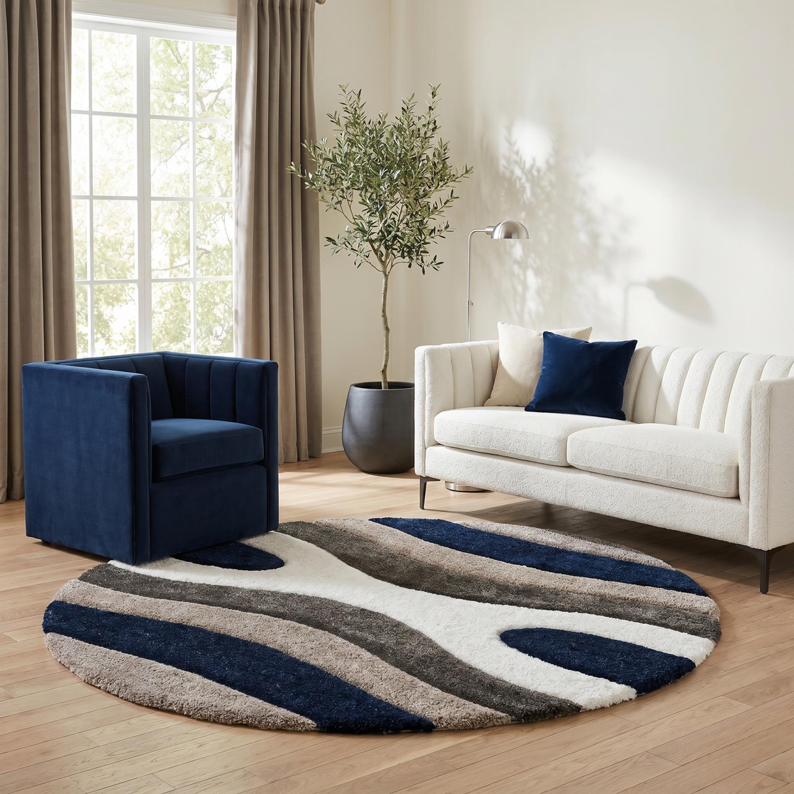 Mateos MS77 Navy Blue Shag Rug — view 5