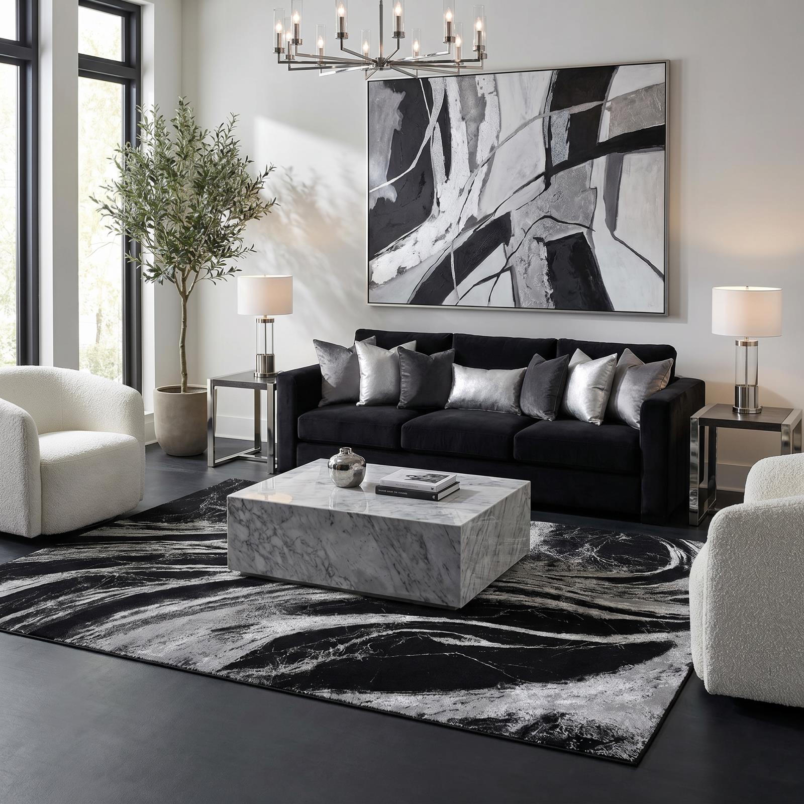 Selena SL01 Black Area Rug