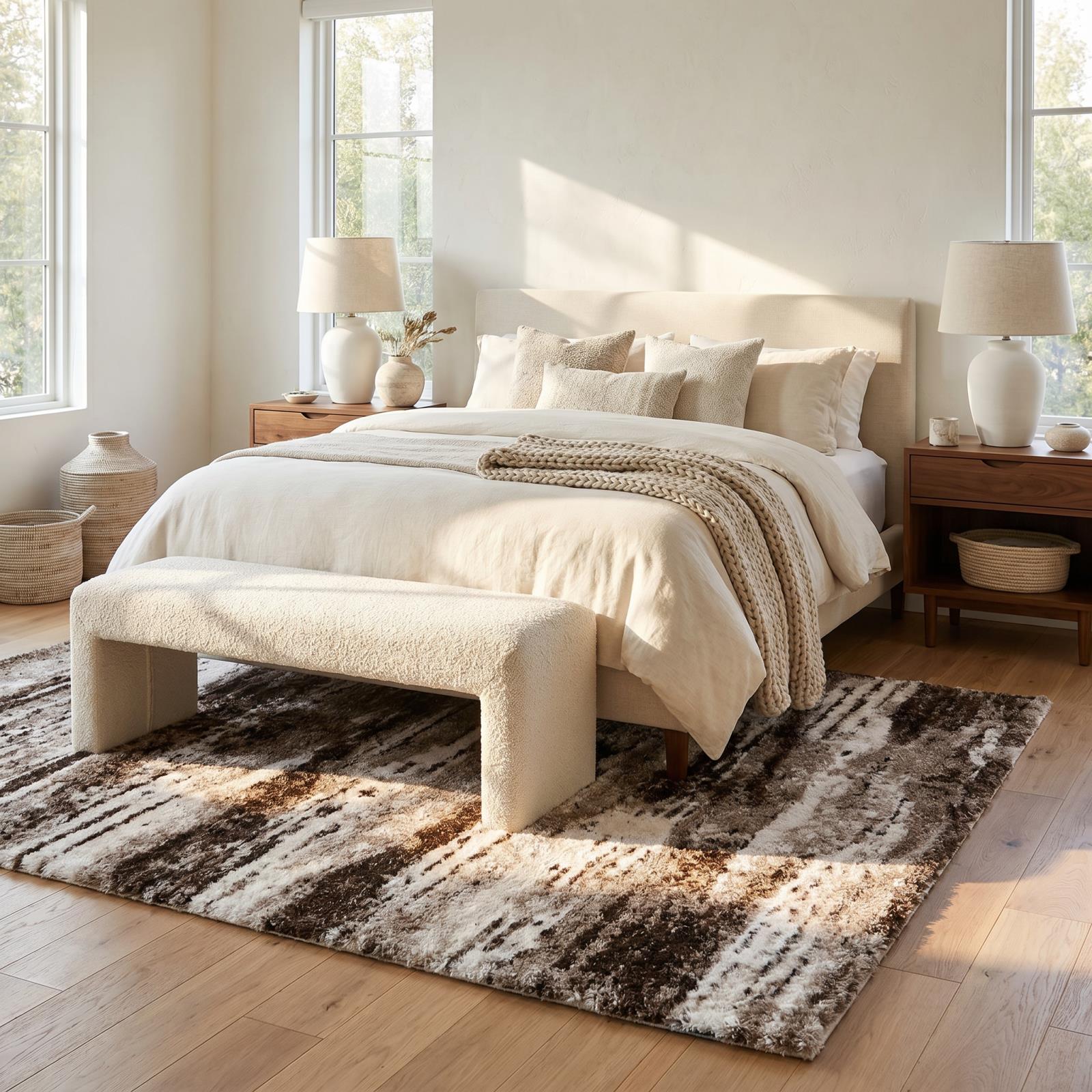 Emily EY01 Beige Shag Rug