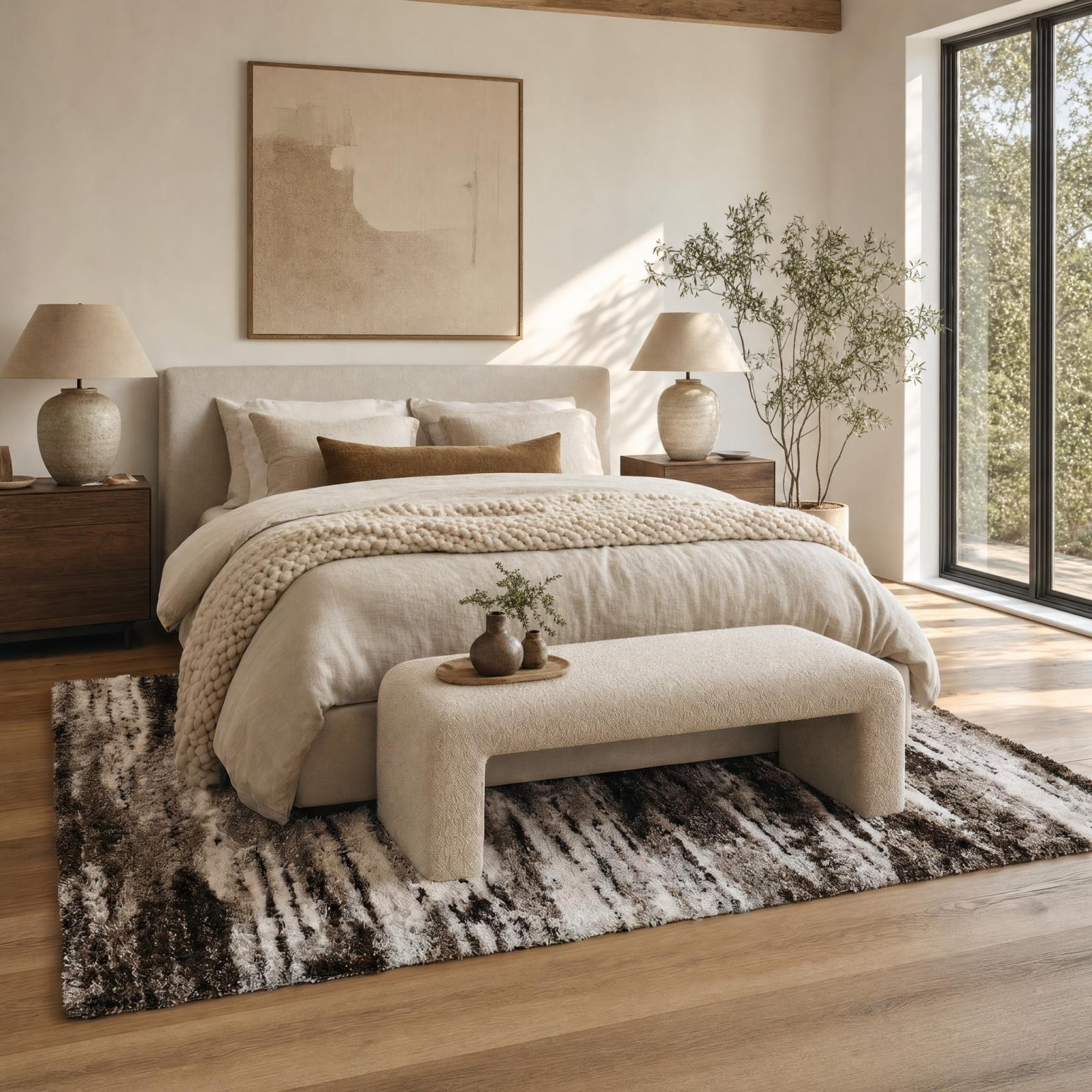Emily EY01 Beige Shag Rug — view 2