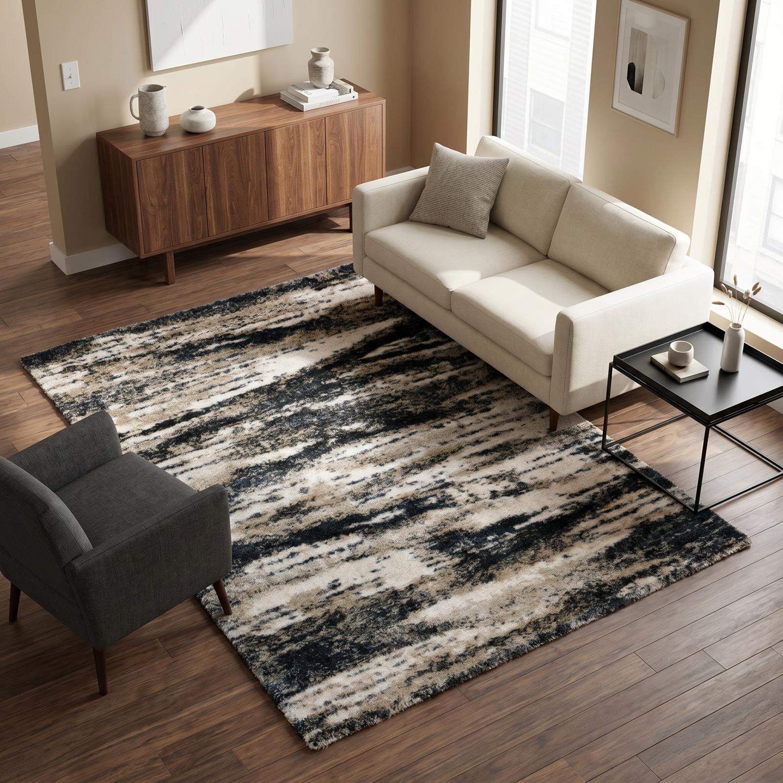 Emily EY02 Beige Shag Rug