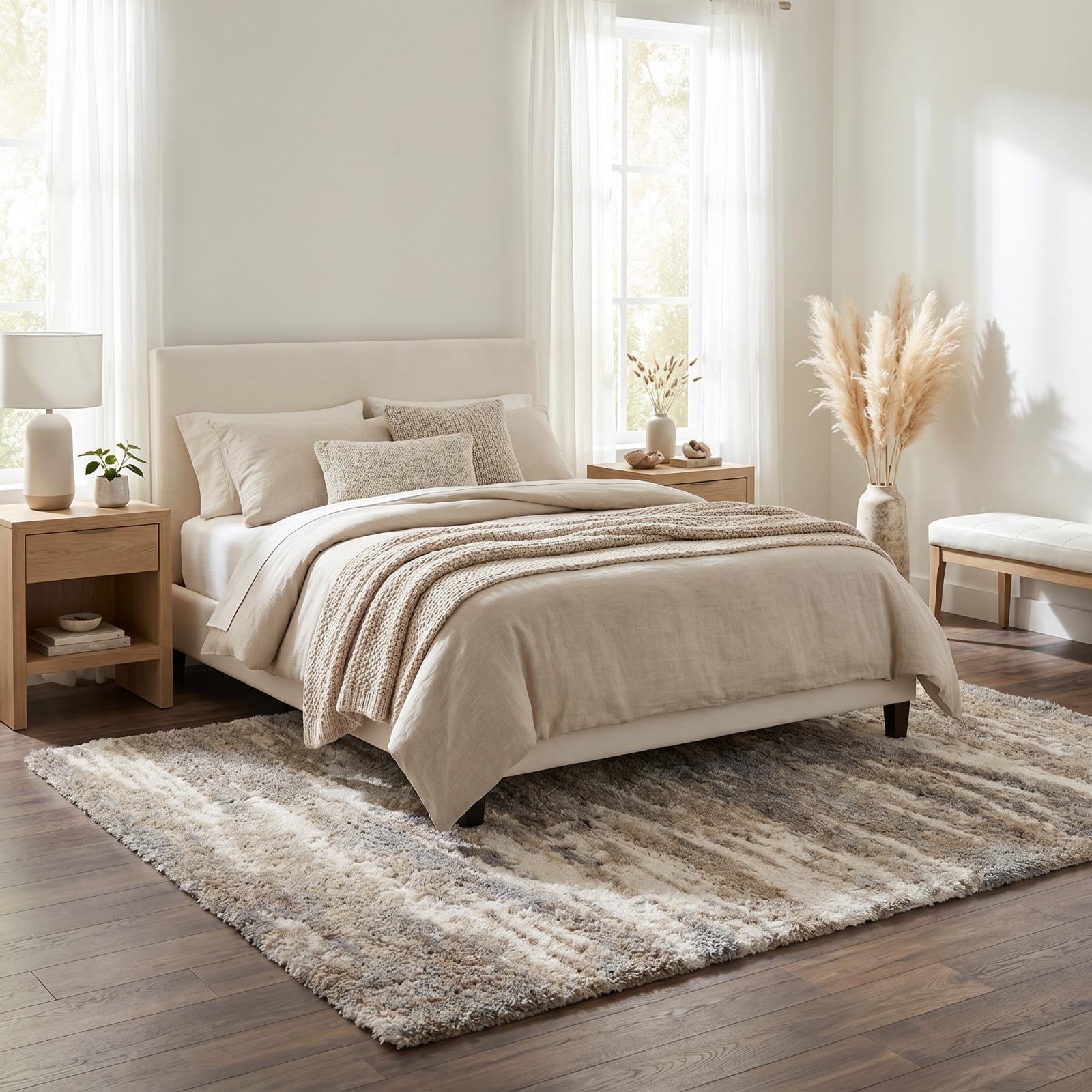 Emily EY04 Light Beige Shag Rug — view 2