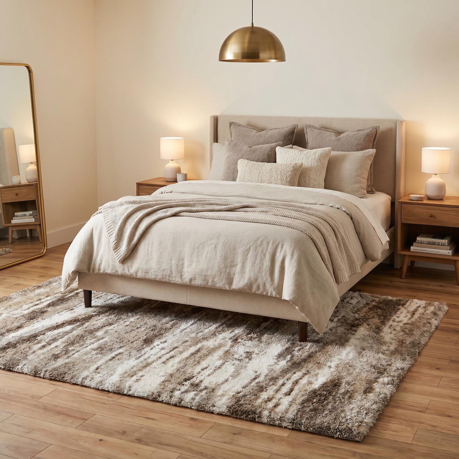 Emily EY06 Beige Shag Rug — view 2