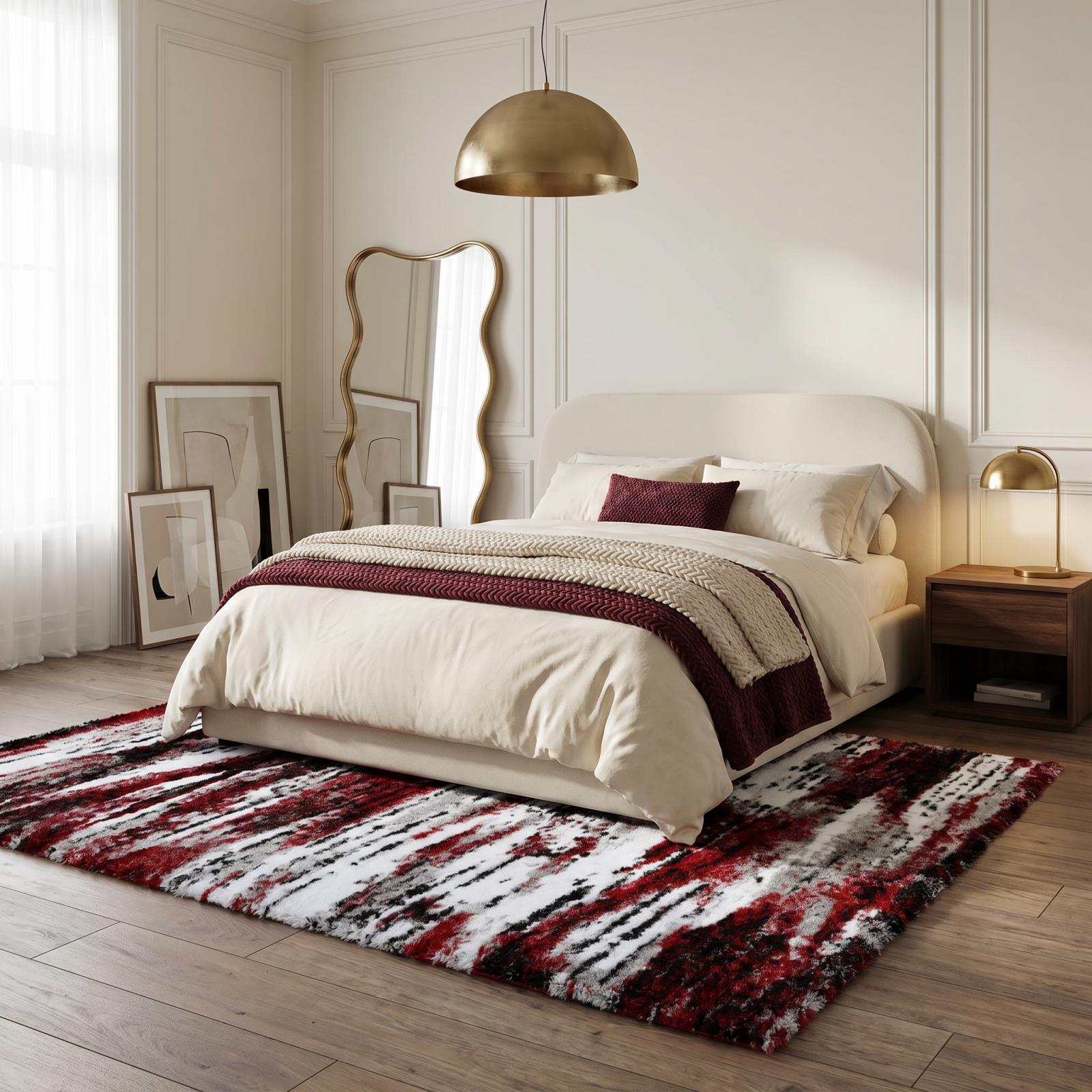 Emily EY09 White Shag Rug