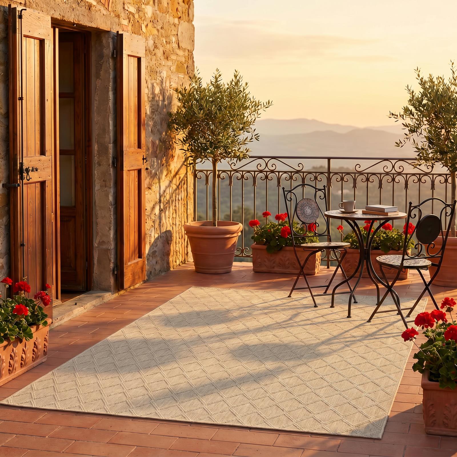 Larissa LS02 Cream Indoor/Outdoor Rug
