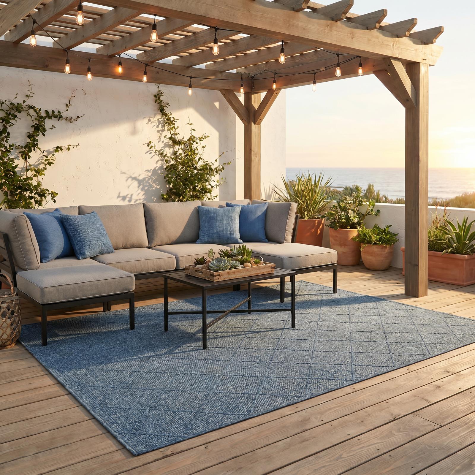 Larissa LS03 Blue Indoor/Outdoor Rug