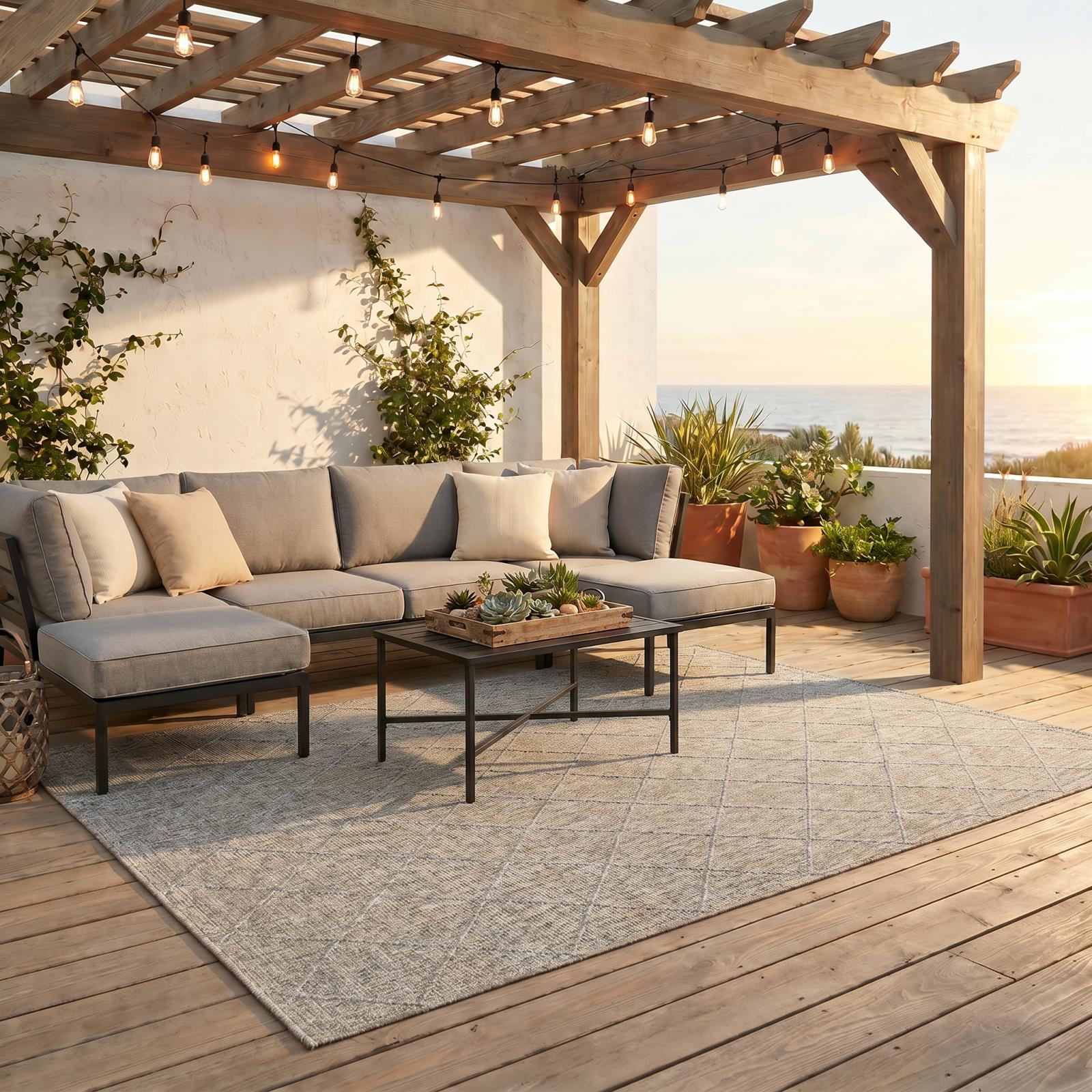 Larissa LS06 Light Gray Indoor/Outdoor Rug