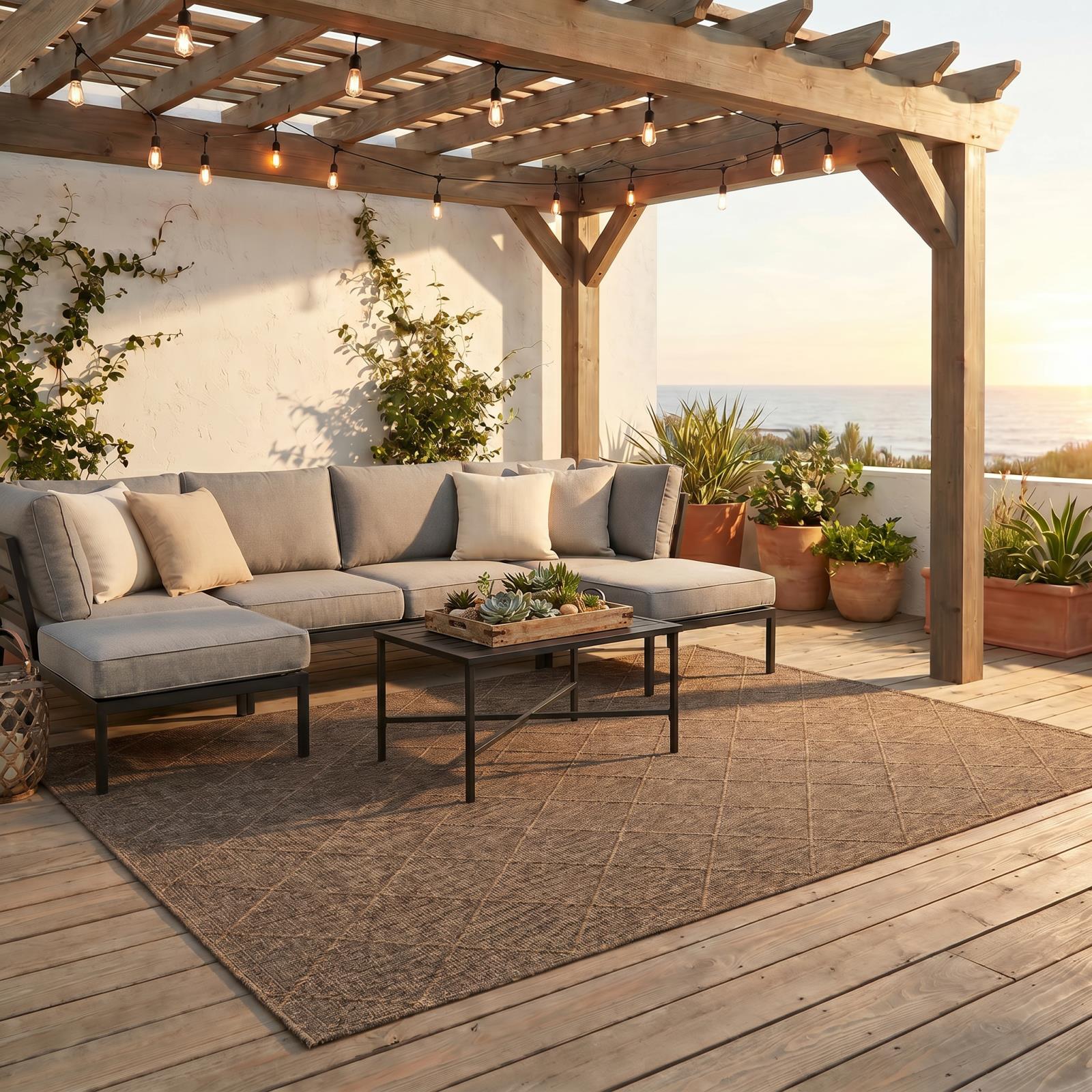 Larissa LS08 Dark Brown Indoor/Outdoor Rug