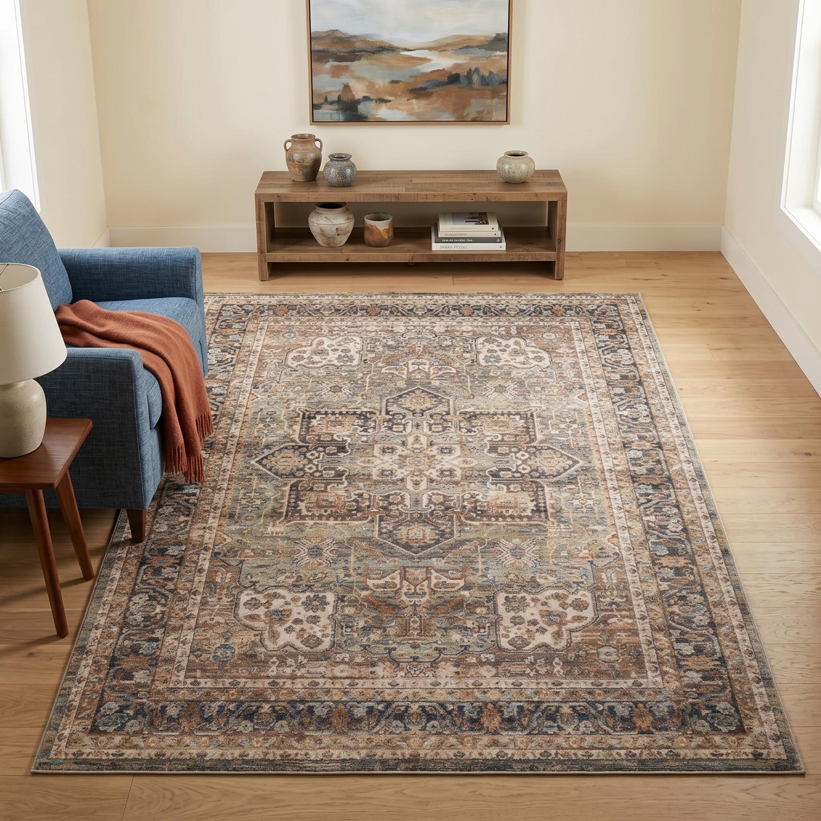 Roma RM01 Dark Green Area Rug — view 2