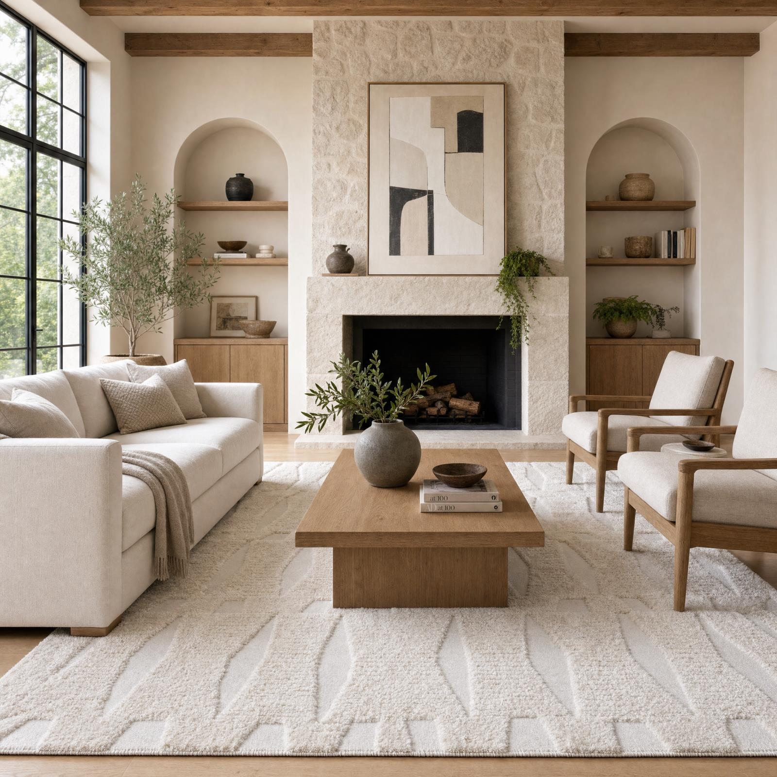 Tike TI02 Cream Area Rug