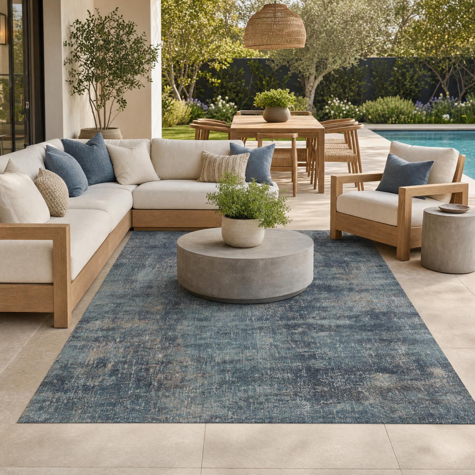 Trellis TL06 Blue Indoor/Outdoor Rug