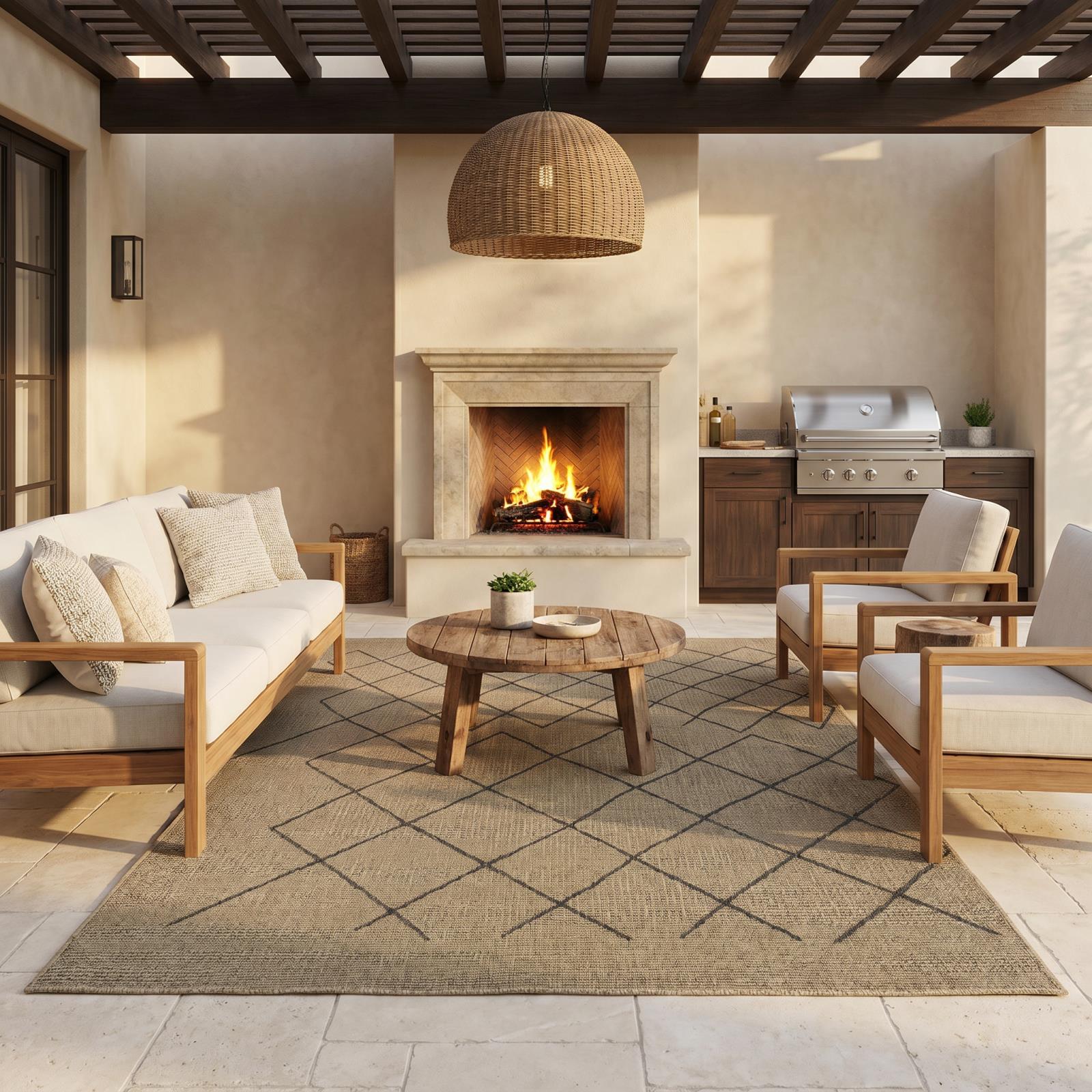 San Pedro SP03 Natural Tan Indoor/Outdoor Rug