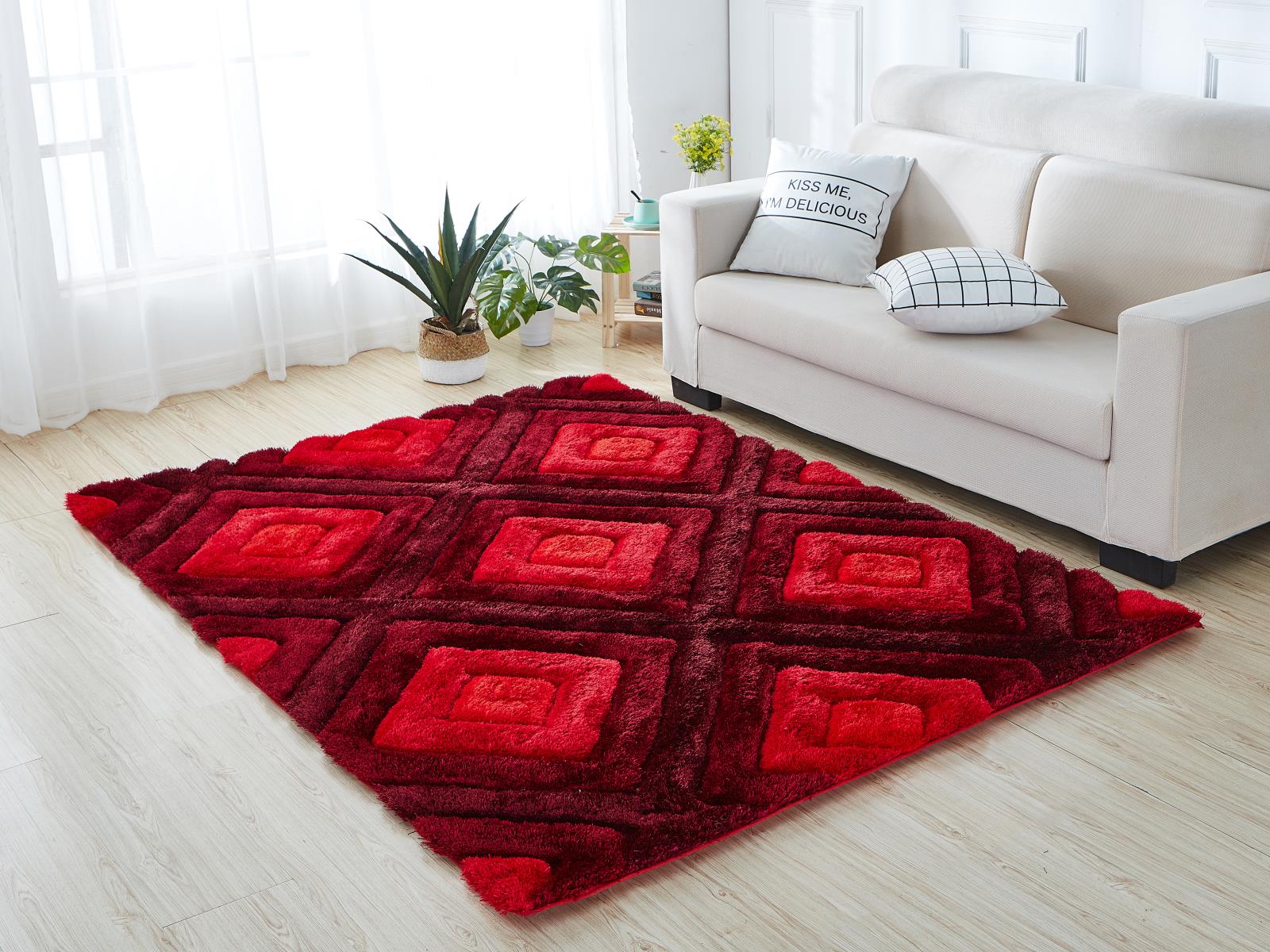 Mateos MS40 Burgundy Shag Rug — view 2