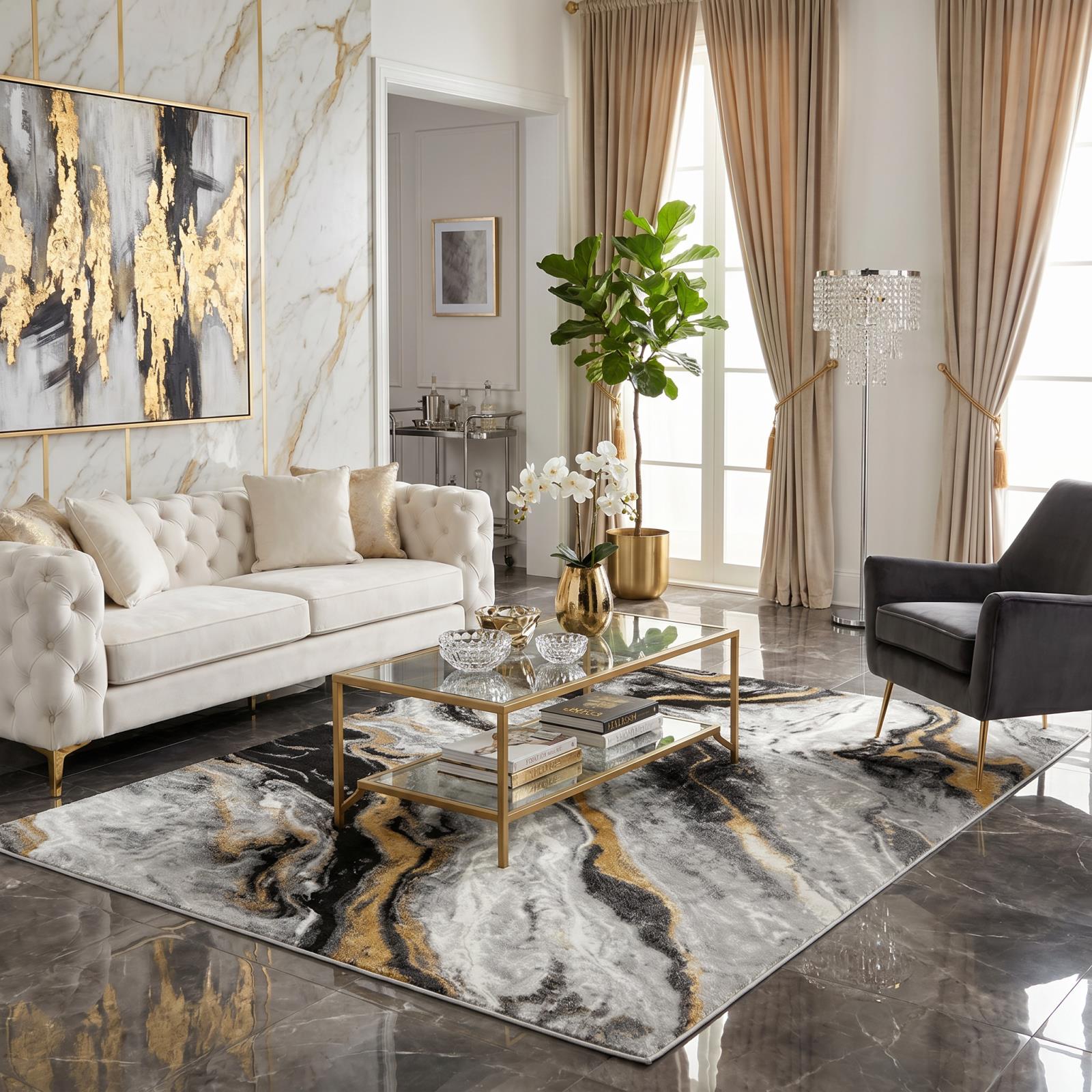 Lavell LV05 Gray Area Rug