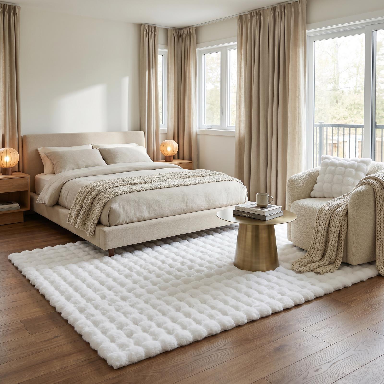 Valencia Fur VF03 White Shag Rug