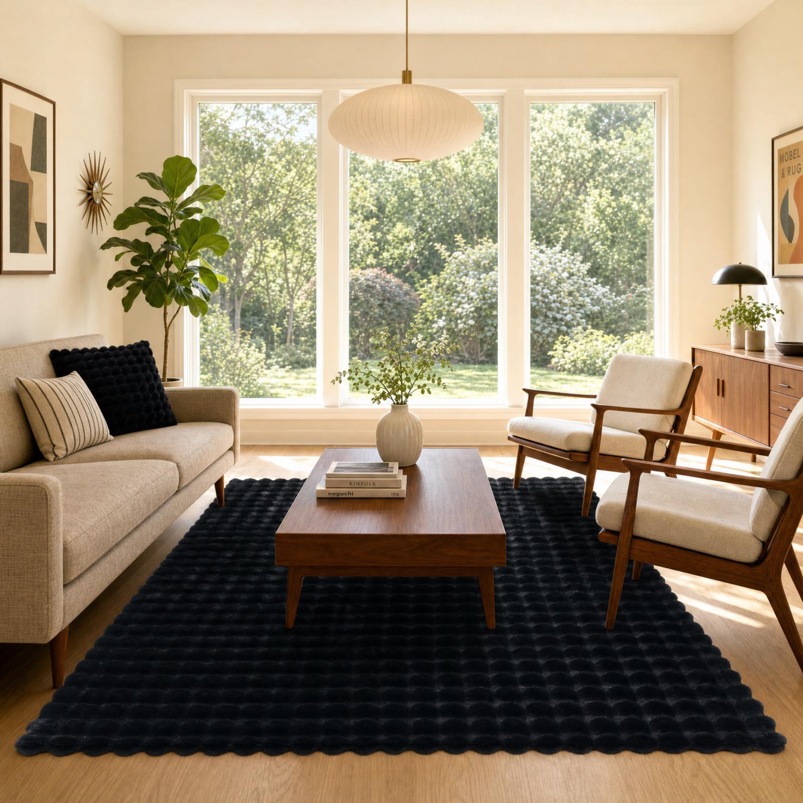 Valencia Fur VF04 Black Shag Rug