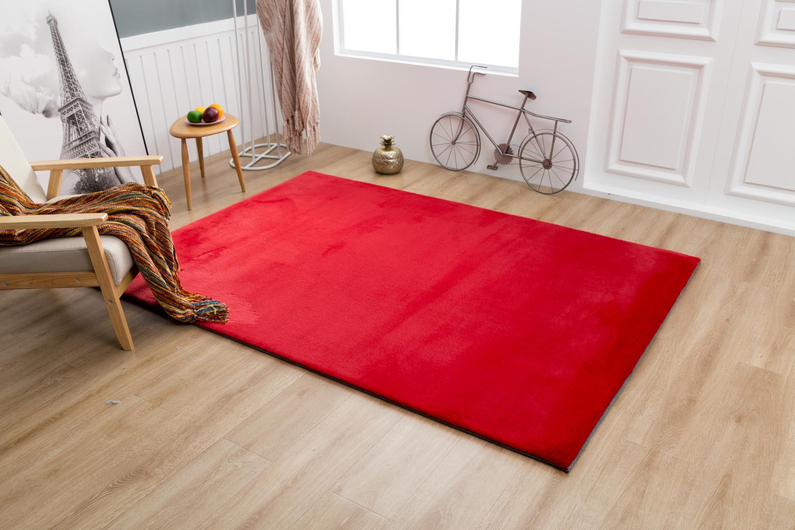 Faux Rabbit Fur RB03 Red Shag Rug — view 8