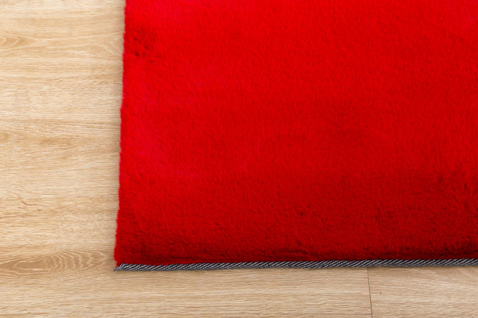 Faux Rabbit Fur RB03 Red Shag Rug — view 7