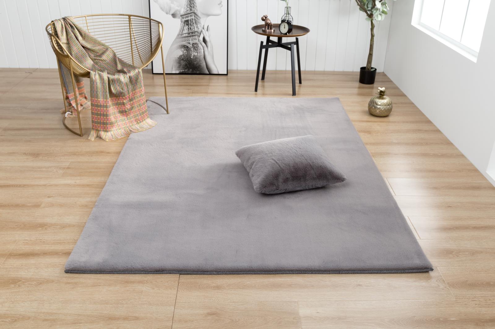 Faux Rabbit Fur RB04 Gray Shag Rug — view 8