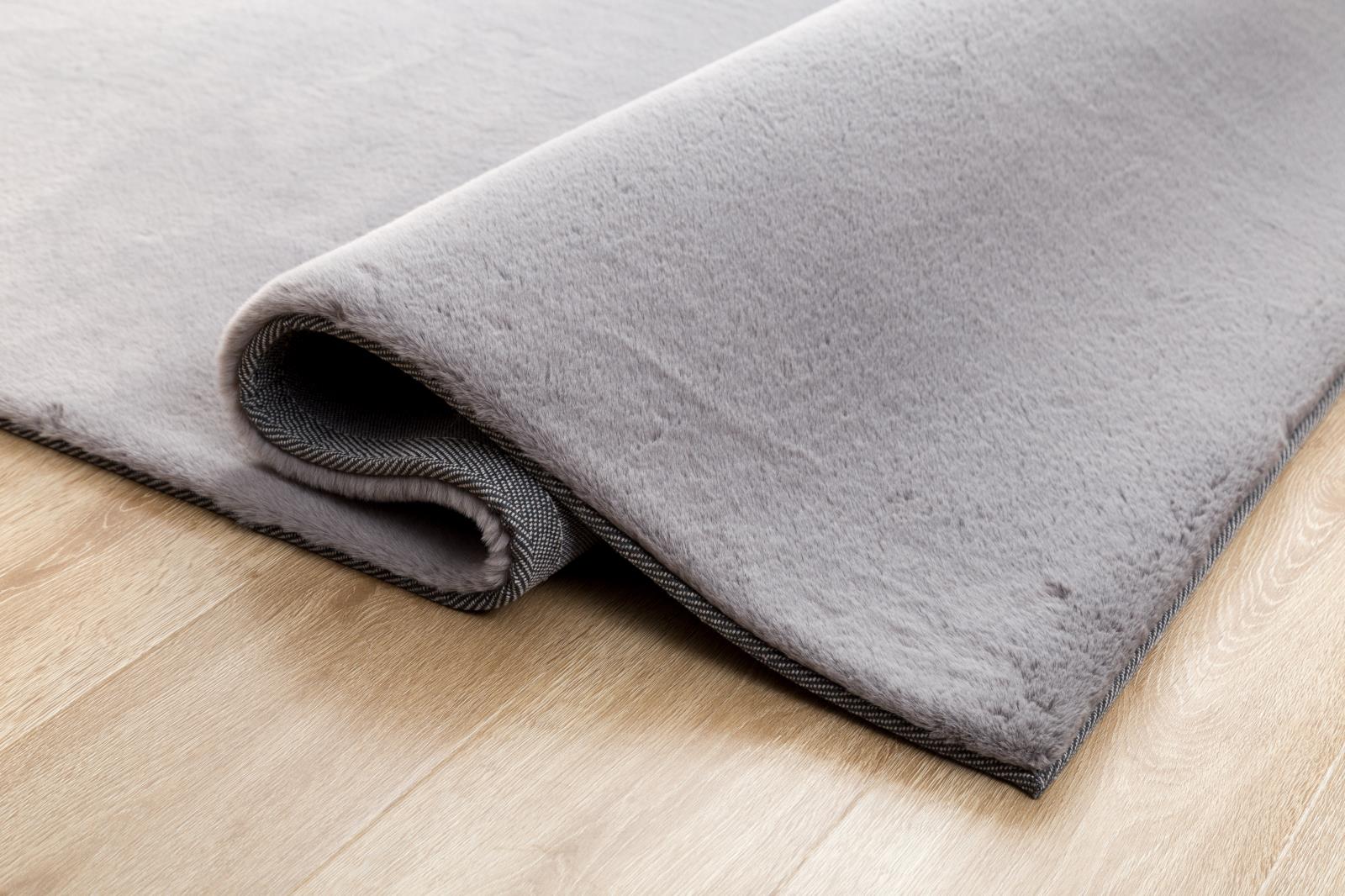 Faux Rabbit Fur RB04 Gray Shag Rug — view 3