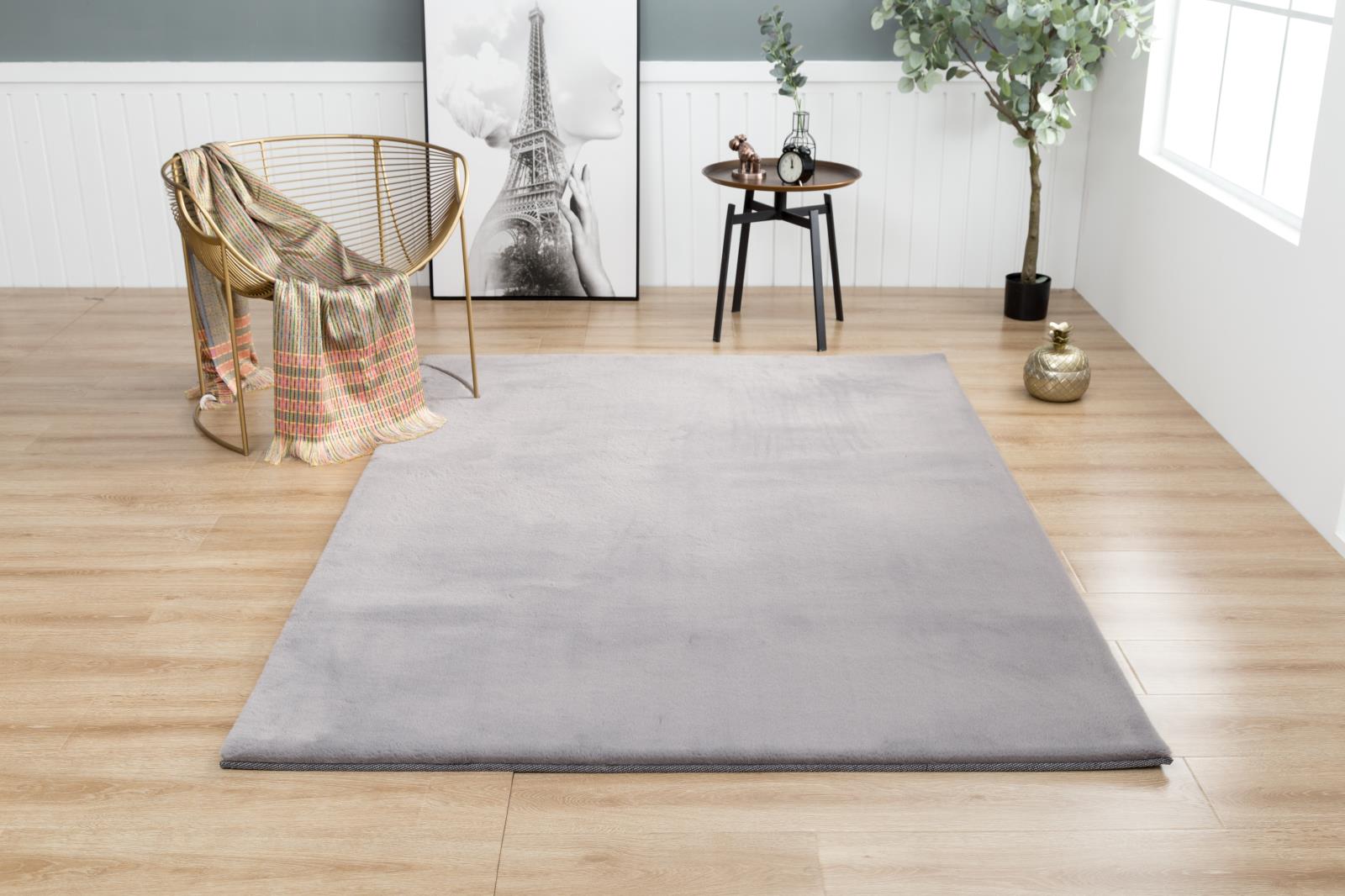 Faux Rabbit Fur RB04 Gray Shag Rug — view 9