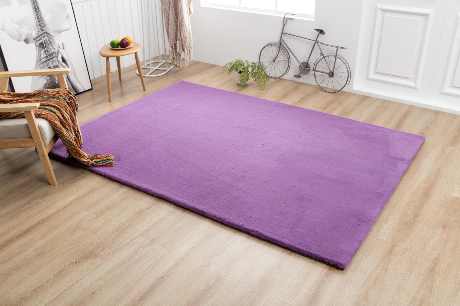 Faux Rabbit Fur RB11 Purple Shag Rug — view 7