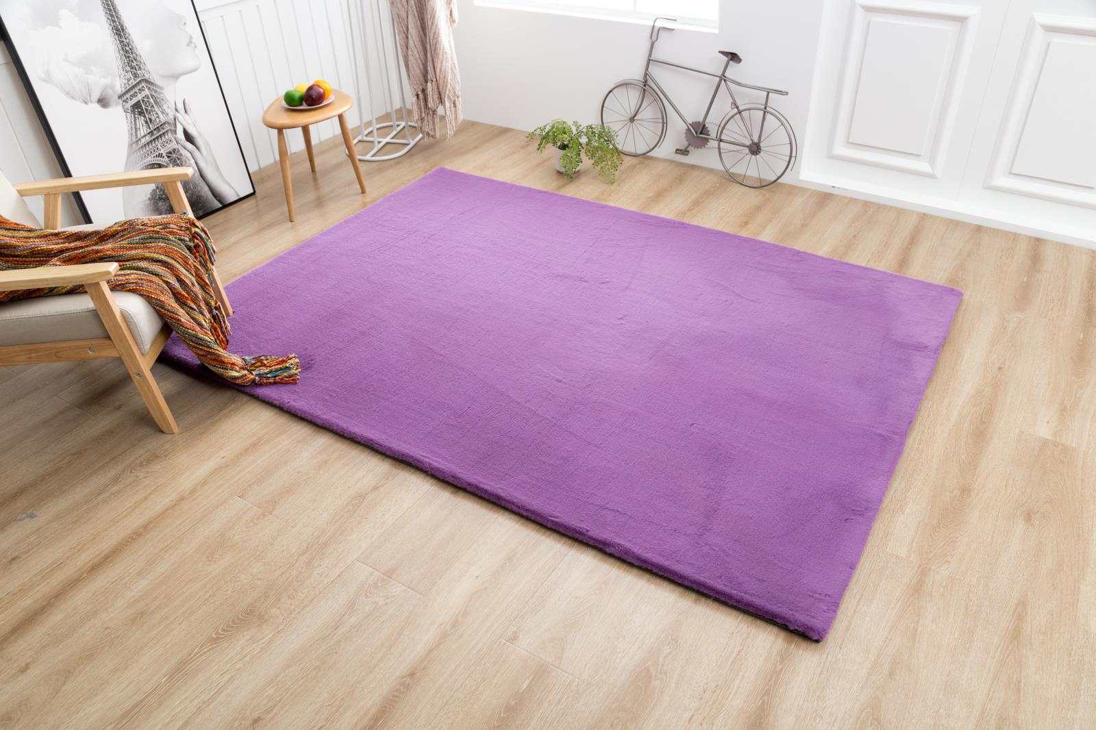 Faux Rabbit Fur RB11 Purple Shag Rug — view 8