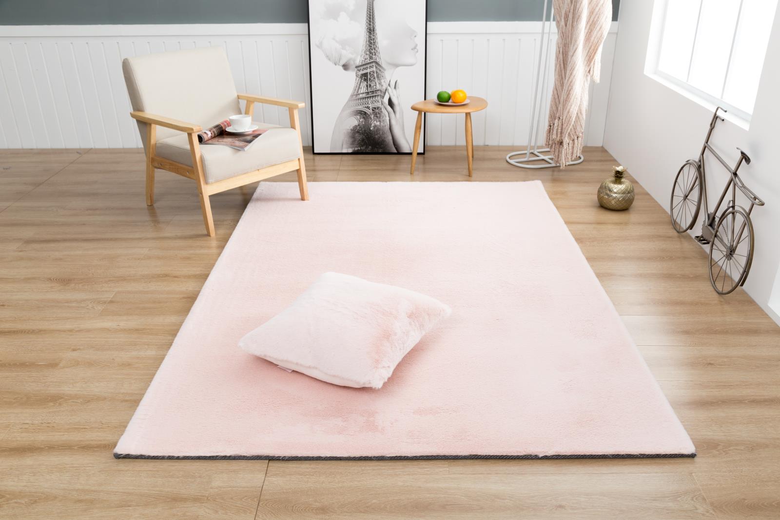 Faux Rabbit Fur RB12 Blush Shag Rug — view 7