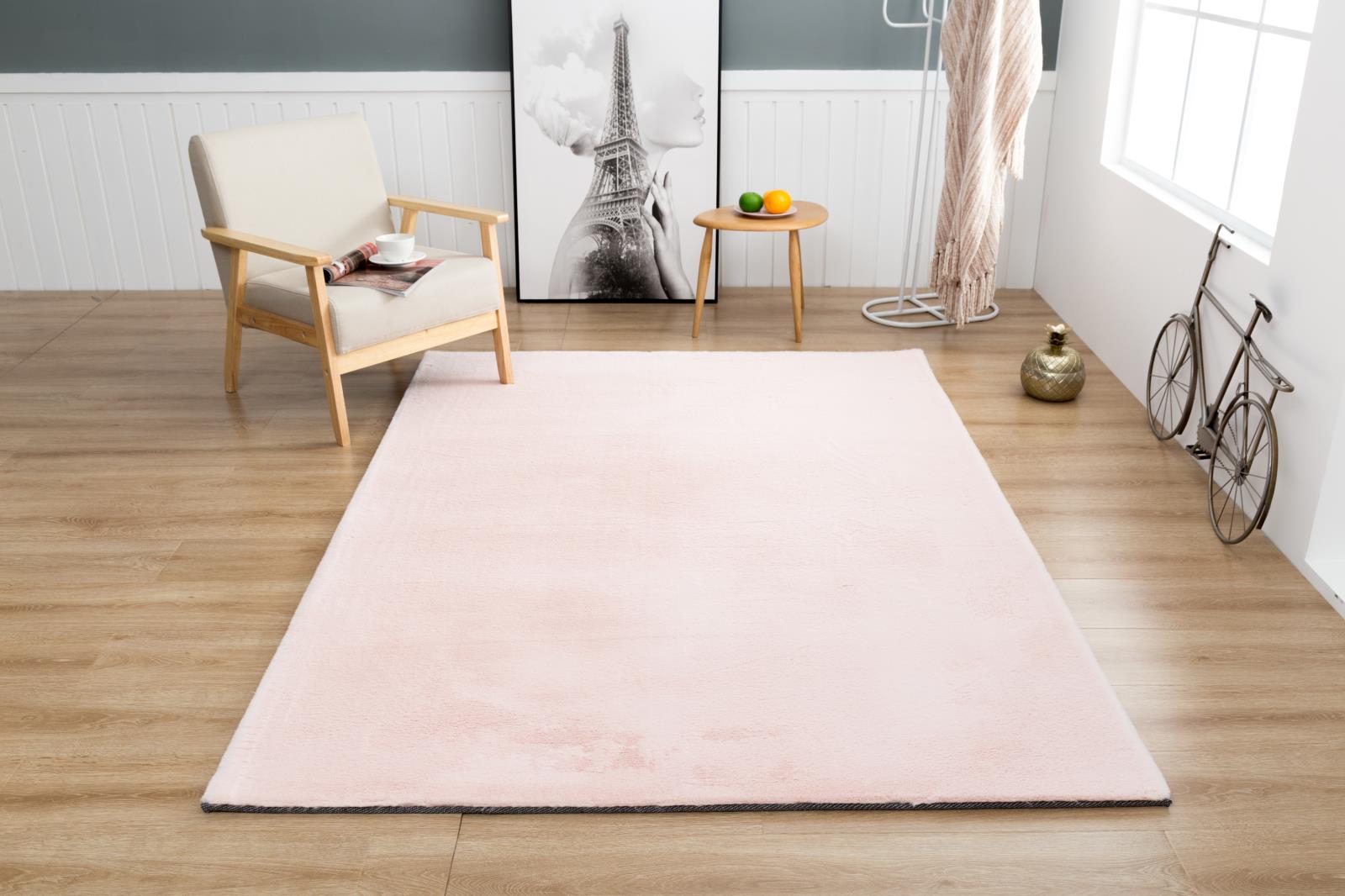 Faux Rabbit Fur RB12 Blush Shag Rug — view 8