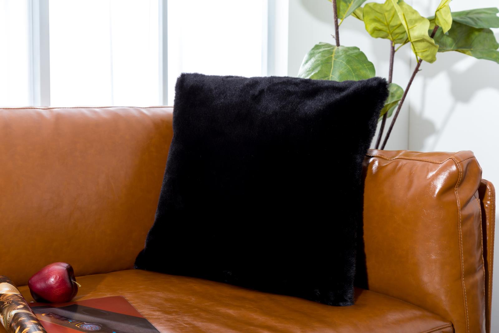Faux Rabbit Fur RB02P Black Accent Pillow — view 7
