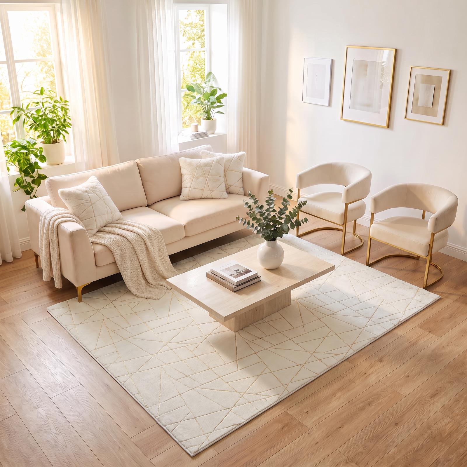 Emma EM01 White Shag Rug