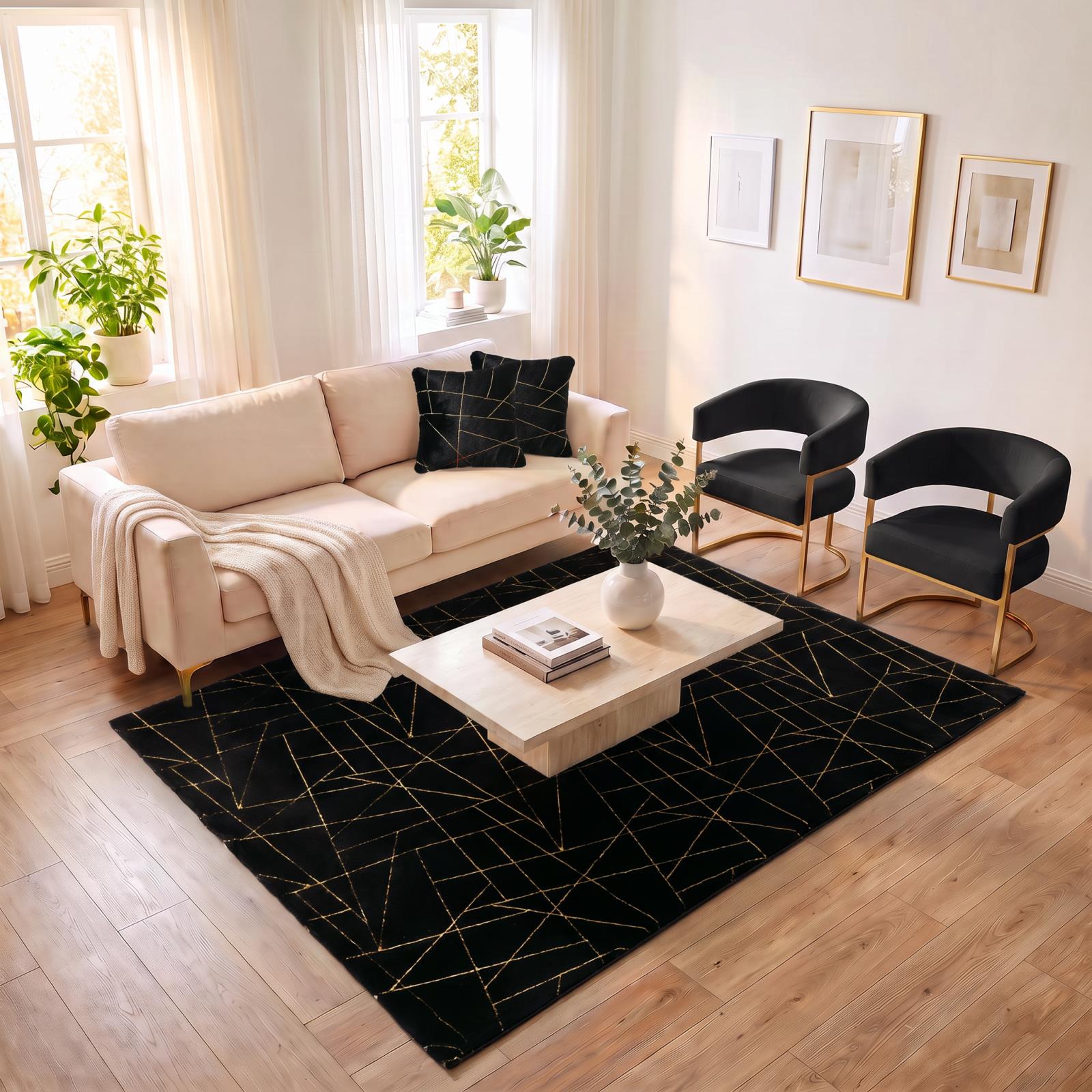 Emma EM02 Black Shag Rug