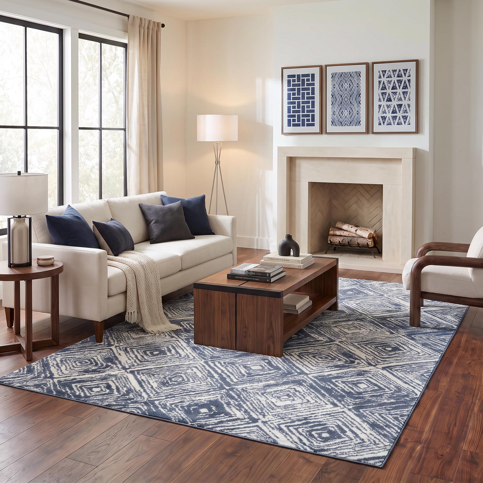 Kriselia KA02 Blue Area Rug