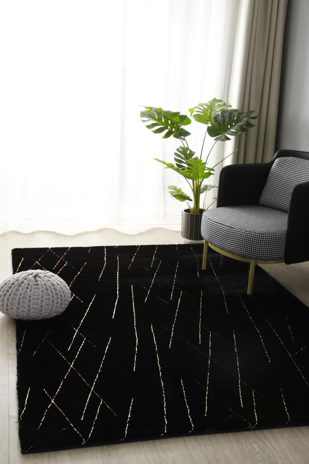 Emma EM02 Black Shag Rug — view 6