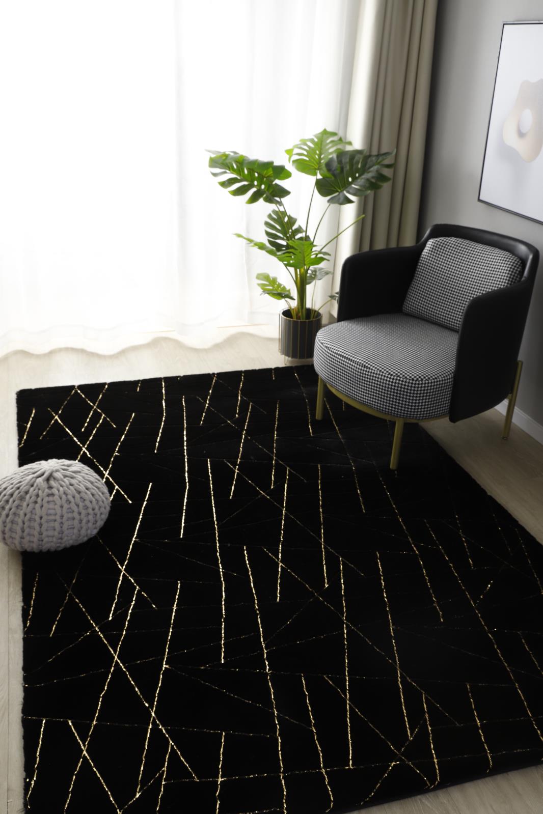 Emma EM02 Black Shag Rug — view 5
