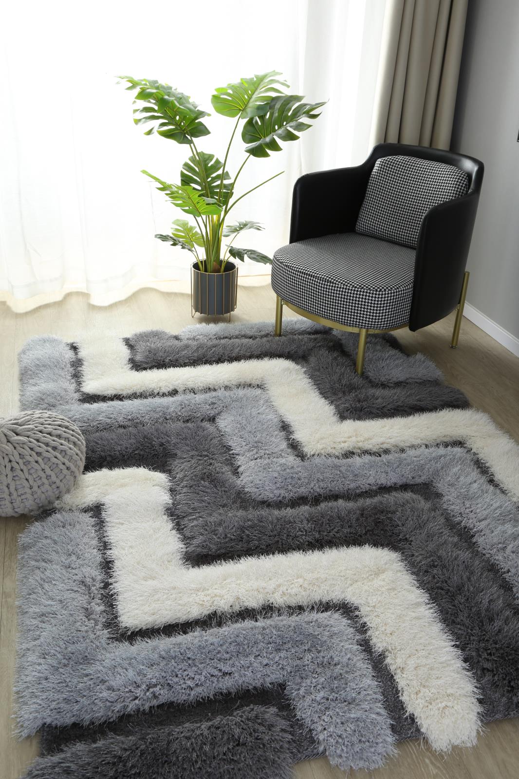 Mda 02 Charcoal Gray Shag Rug — view 5