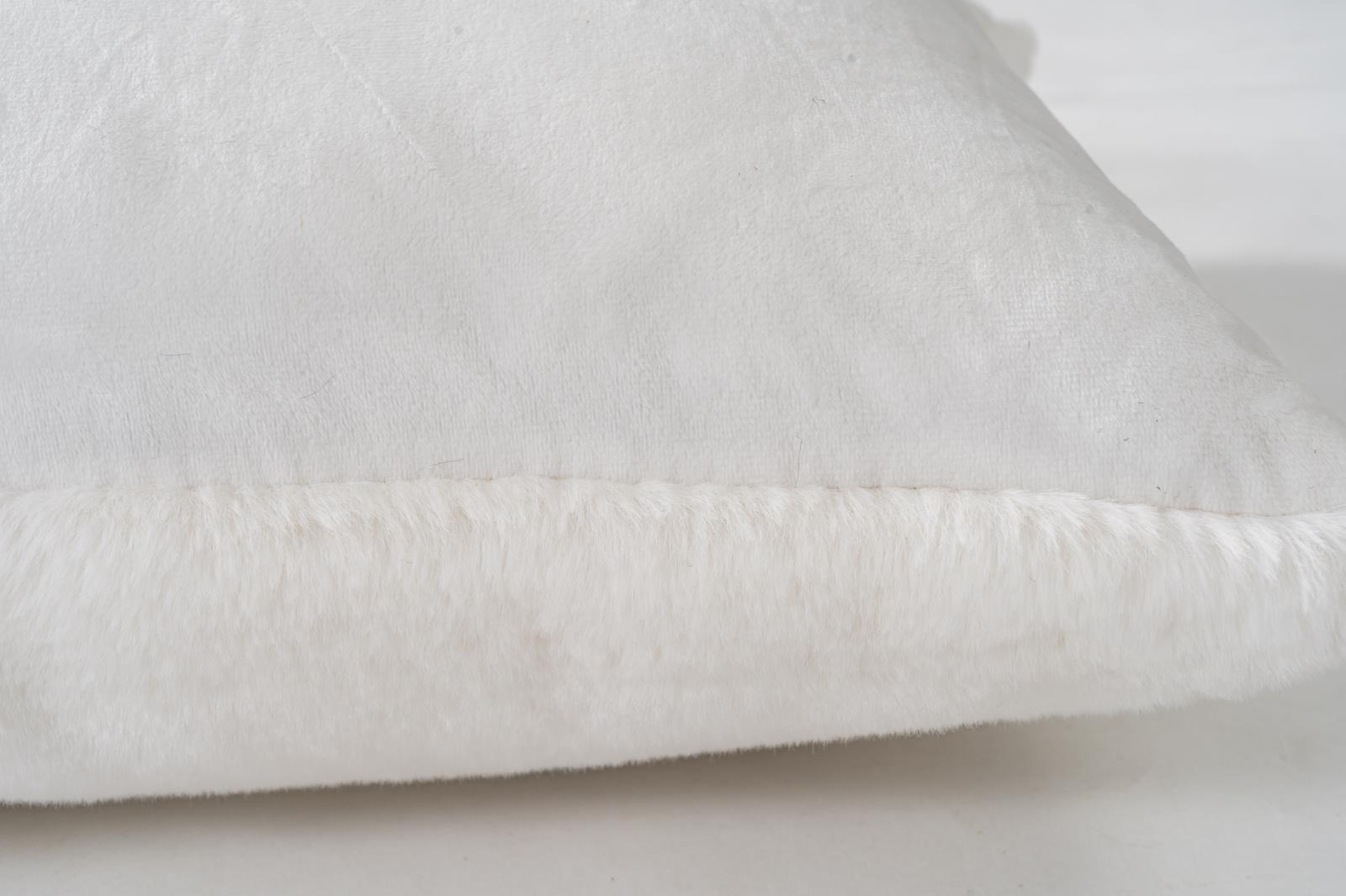Faux Rabbit Fur RB01P White Accent Pillow — view 3