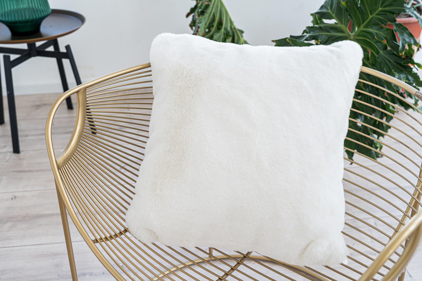 Faux Rabbit Fur RB01P White Accent Pillow — view 6