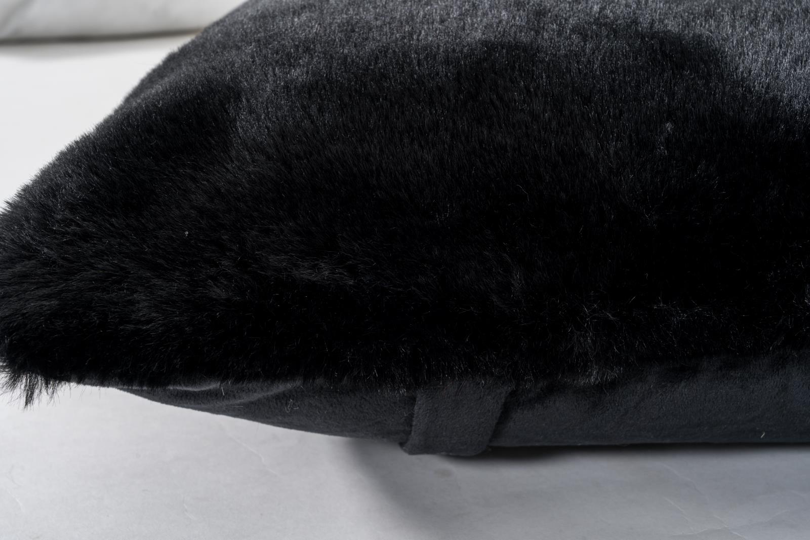 Faux Rabbit Fur RB02P Black Accent Pillow — view 4