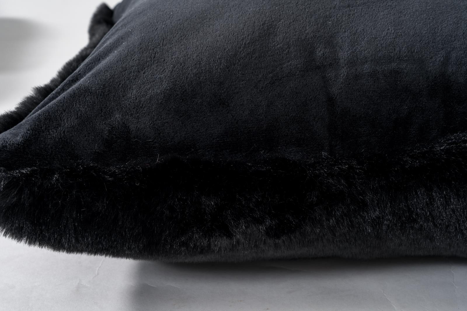 Faux Rabbit Fur RB02P Black Accent Pillow — view 3